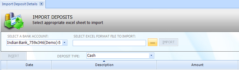 Import Deposit details