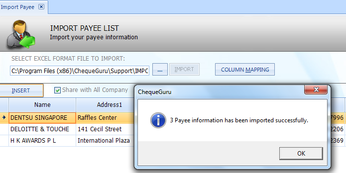 Import Payee