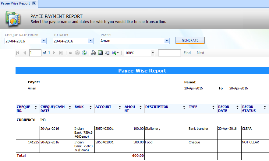Payee Report