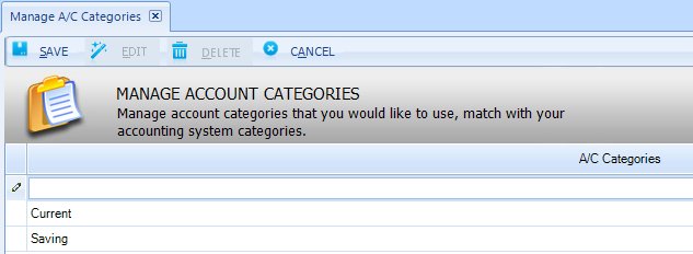 Manage Account Categories