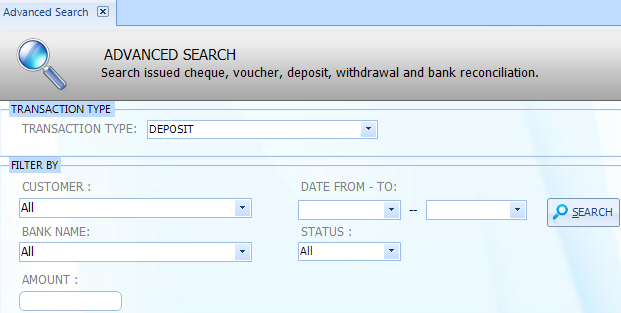 Advance search deposit