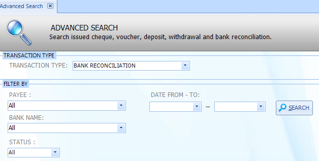 Advance search reconciliation