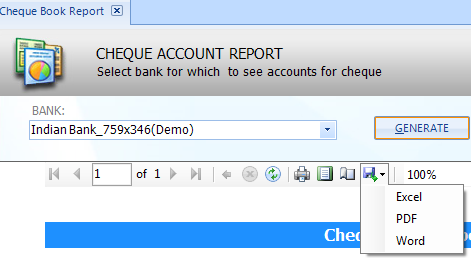 Chequebook Report