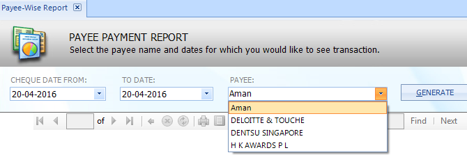 Payee-wise report
