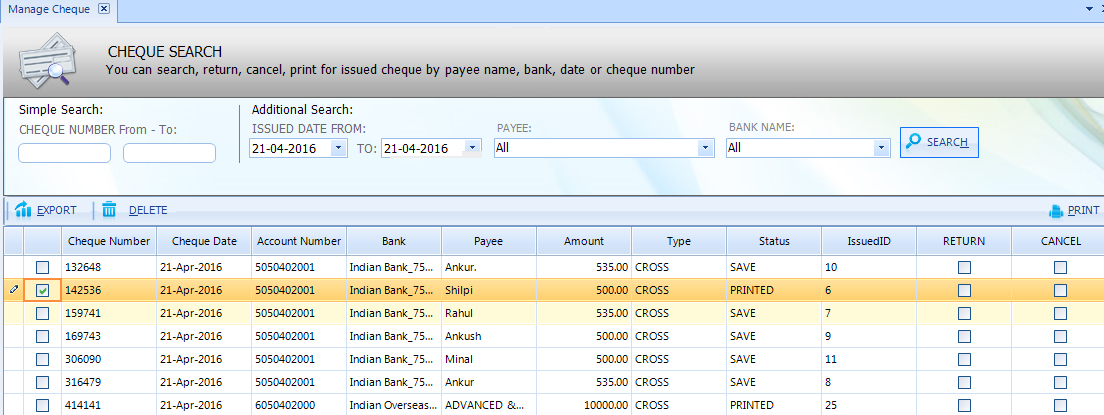 Cheque reprinting