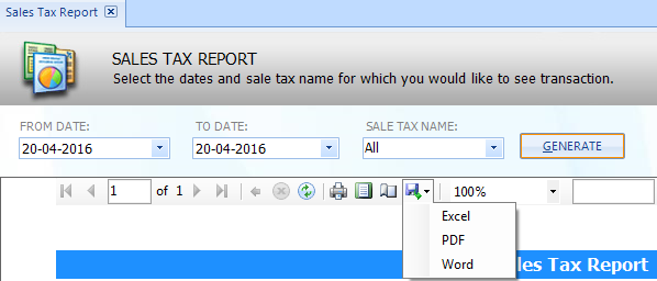 Generate Sales Tax Report