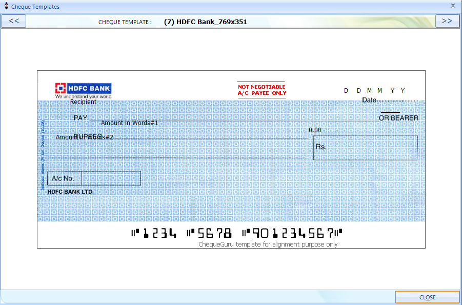 View Cheque Templates